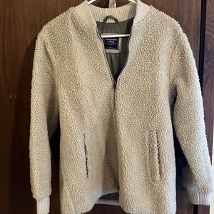 Abercrombie cream teddy zip up